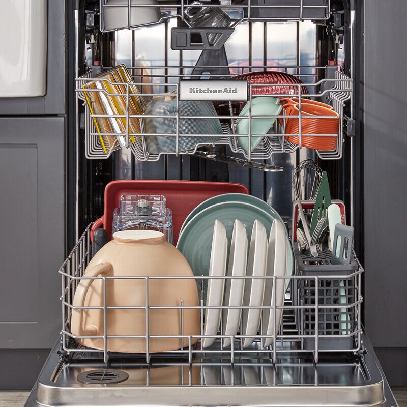 KitchenAid 24 in. Top Control Dishwasher with 41 dBa Sound Level & 3rd-Rack - PrintShield Stainless, Stainless Steel with PrintShield Finish, hires