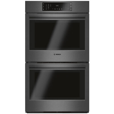 Bosch 800 Series 30 in. 9.2 cu. ft. Top Control Electric Double Wall Oven with True European Convection - Black Stainless | HBL8642UC