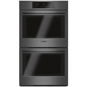 Bosch 800 Series 30" 9.2 Cu. Ft. Electric Double Wall Oven with True European Convection & Self Clean - Black Stainless Steel, , hires