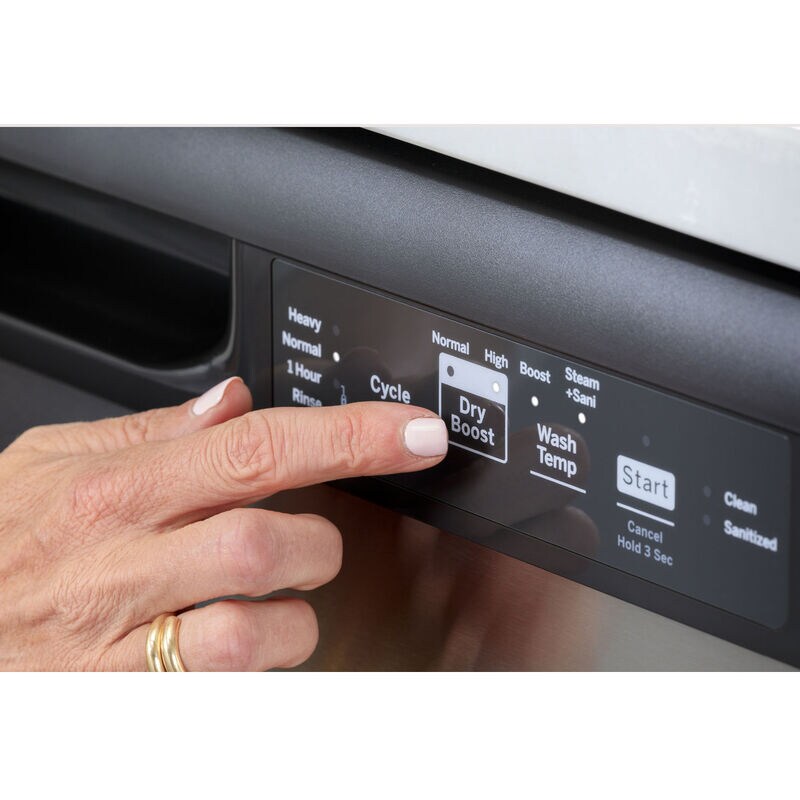 GE 24 in. Front Control Flush-Mount Dishwasher with 55 dBa Sound Level, Dry Boost & Pocket Handle - White, White, hires