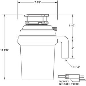 XO 1 HP Continuous Feed Waste Disposer with 2500 RPM, Anti-Jam & Noise Reducing Insulation - Stainless Steel, , hires