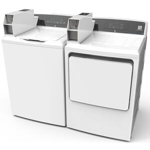 GE 27 in. 3.8 cu. ft. Smart Commercial Top Load Washer with Agitator & Built-In App Payment System - White, , hires