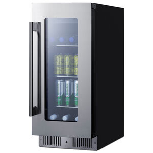 Summit 15 in. Built-In/Freestanding 2.6 cu. ft. Compact Beverage Center with Adjustable Shelves & Digital Control - Stainless Steel, , hires