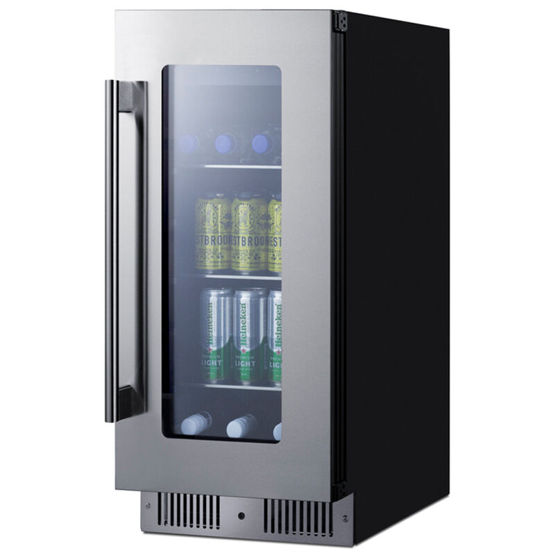 Summit 15 in. Built-In/Freestanding 2.6 cu. ft. Compact Beverage Center with Adjustable Shelves & Digital Control - Stainless Steel, , hires