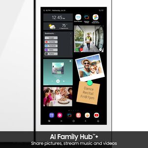 Samsung Bespoke 36 in. 22.5 cu. ft. Smart Counter Depth 4-Door French Door Refrigerator with AI Family Hub+, Beverage Center & Internal Water AutoFill Pitcher - White Glass, White Glass, hires