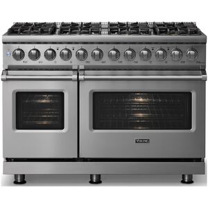 Viking 5 Series 48 in. 7.3 cu. ft. True European Convection Double Oven Dual Fuel Range with 8 Sealed Burners - Stainless Steel, , hires