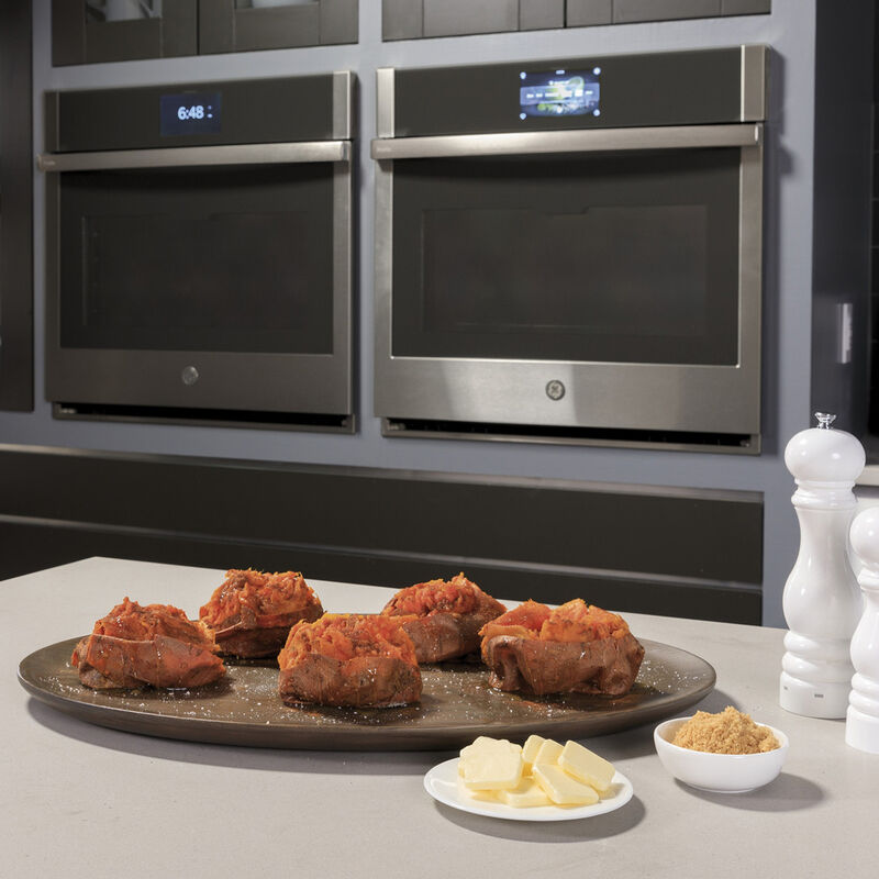 GE Profile 30 in. 10 cu. ft. Smart Top Control Electric Double Wall Oven with True European Convection - Stainless Steel, Stainless Steel, hires