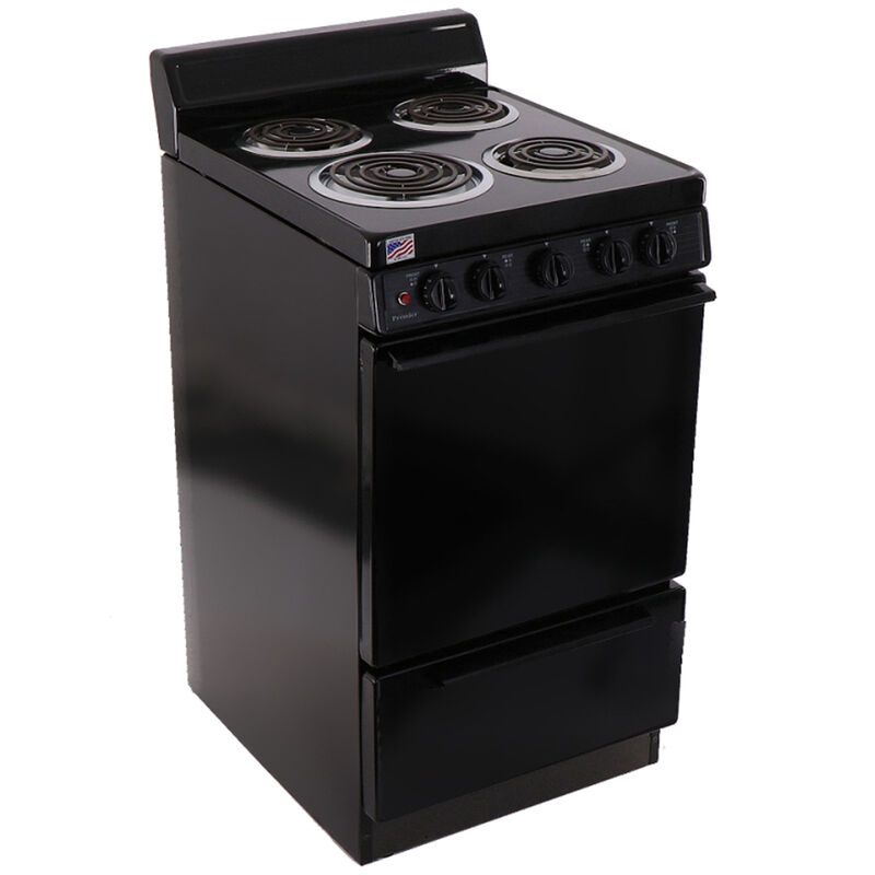 Premier 20 in. 2.4 cu. ft. Oven Freestanding Electric Range with 4 Coil  Burners - Black