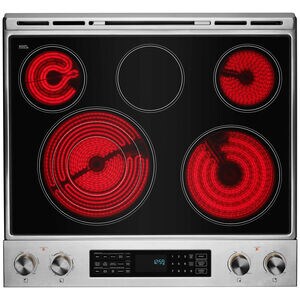 JennAir 30 in. 6.8 cu. ft. Air Fry True European Convection Slide-In Electric Range with Radiant Burners - Stainless Steel, , hires