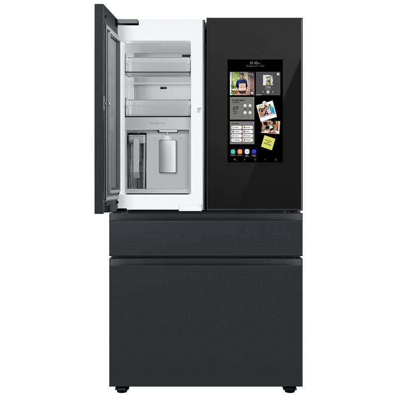Samsung Bespoke 36 in. 28.6 cu. ft. Smart 4-Door French Door Refrigerator with Family Hub & Internal Water Dispenser - Charcoal / Matte Black, Charcoal, hires