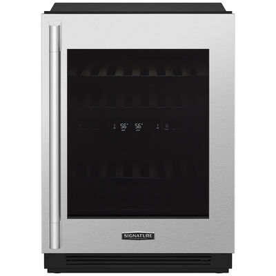 Signature Kitchen Suite 24 in. Compact Built-In Smart Wine Cooler with 41 Bottle Capacity, Dual Temperature Zone & Digital Control - Custom Panel Ready | SKSUW2401P