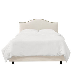 Skyline Queen Nail Button Bed in Linen - Talc, Cream, hires