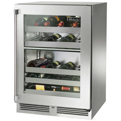 Perlick Signature Series 24 in. Outdoor Undercounter Wine Reserve with Metal Racks, Dual Temperature Zones & 32 Bottle Capacity - Stainless Steel | HP24DO-4-3R