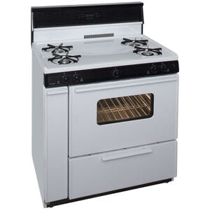 Premier 36 in. 3.9 cu. ft. Gas Range with Open Burners - White, White, hires