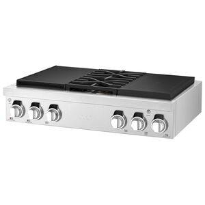 SKS 36 in. 4-Burner Smart Dual Fuel Natural Gas Rangetop with Simmer Burner & Power Burner - Stainless Steel, , hires