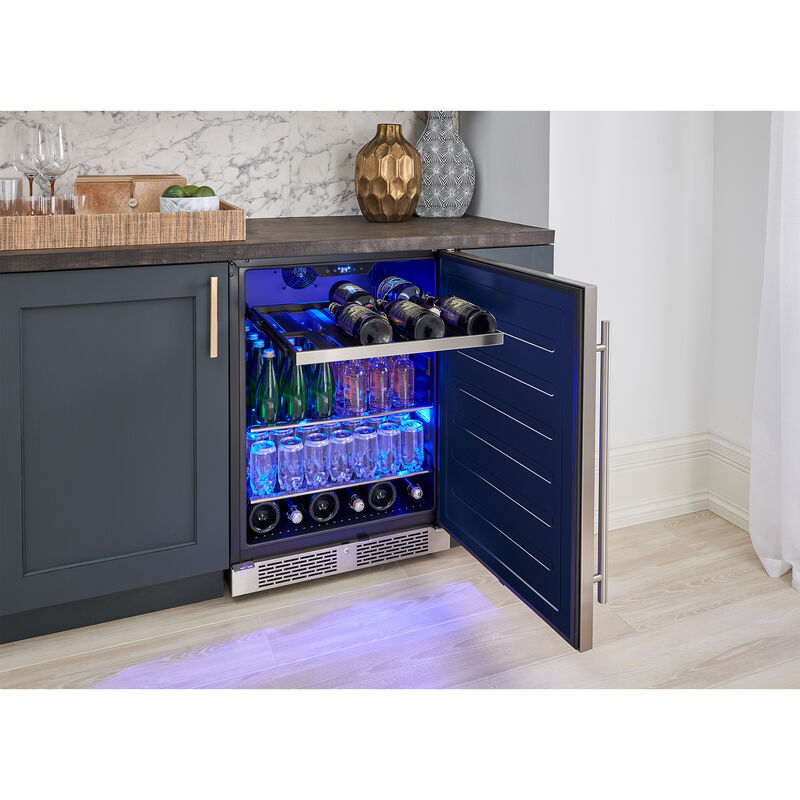 Zephyr 24 in. Built-In/Freestanding 5.1 cu. ft. Compact Beverage Center with Adjustable Shelves & Digital Control - Stainless Steel, , hires