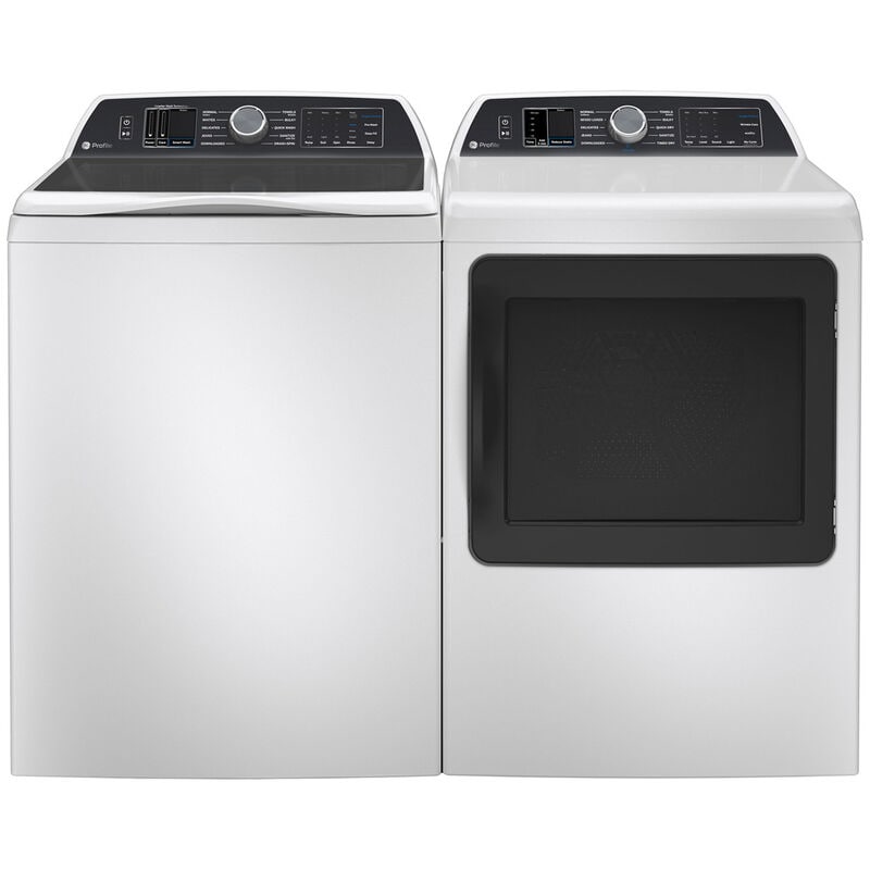 GE Profile 28 in. 5.4 cu. ft. Smart Top Load Washer with Smarter Wash Technology, FlexDispense & Sanitize with Oxi - White, White on White, hires