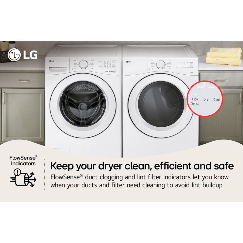 LG 27 in. 7.4 cu. ft. Smart Stackable Electric Dryer with Sensor Dry & AI Dry - White, , hires