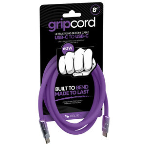 Emerge Technologies Gripcord 8ft Silicone USB-C Cable - Purple, Purple, hires