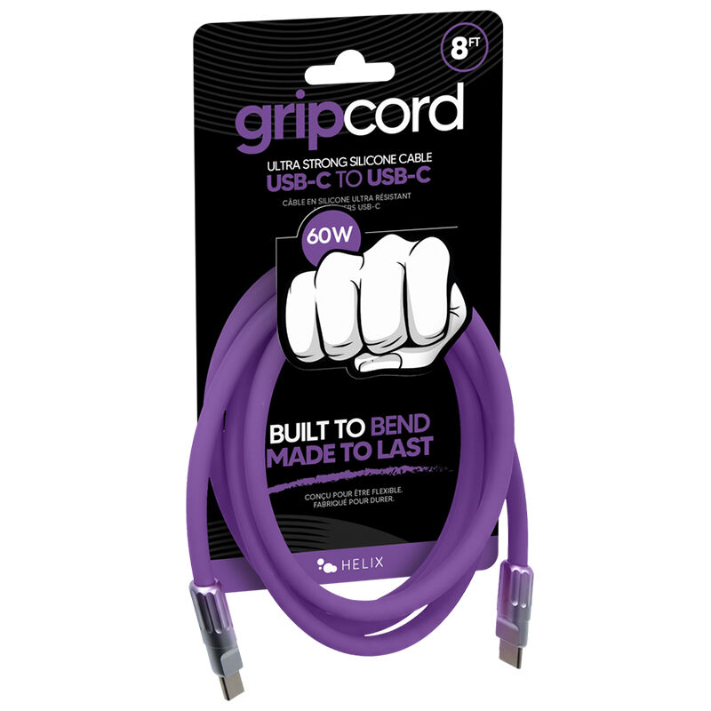 Emerge Technologies Gripcord 8ft Silicone USB-C Cable - Purple, Purple, hires