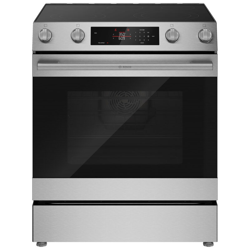 Bosch 300 Series 30 in. 5.8 cu. ft. Air-Fry Standard Convection Slide-In Electric Range with Smoothtop Burners - Stainless Steel, , hires