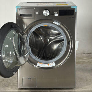 LG 27 in. 5.0 cu. ft. Smart Stackable Front Load Washer with TurboWash 360, AI DD Built-In Intelligence, Sanitize & Steam Cycle - Graphite Steel (Open Box Excellent Condition), , hires