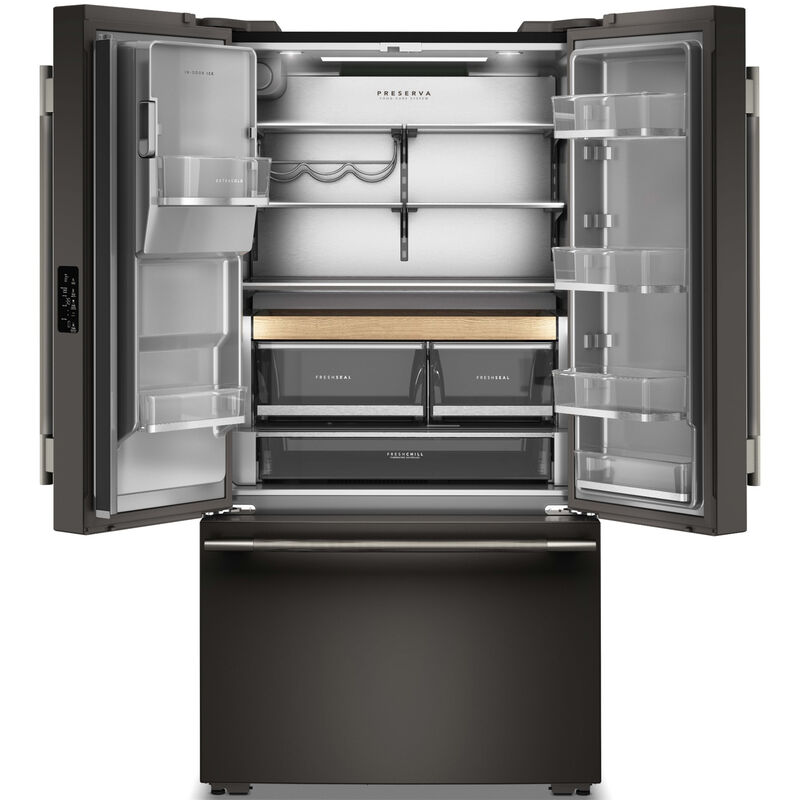 KitchenAid 36 in. 23.1 cu. ft. Smart Counter Depth French Door Refrigerator with Ice & Water Dispenser - Black Ore, , hires