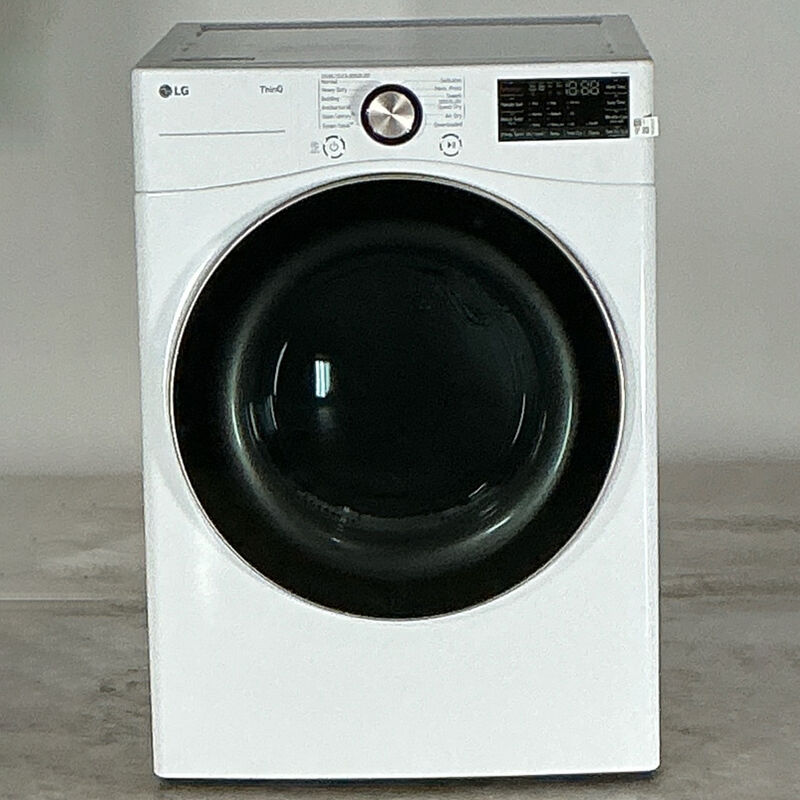 LG 27 in. 7.4 cu. ft. Smart Stackable Round-Door Gas Dryer with Built-In Intelligence, Sensor Dry, Turbo Steam, Sanitize & Steam Cycle - White (Open Box Excellent Condition), , hires