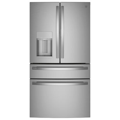 GE Profile 36 in. 22.4 cu. ft. Smart Counter Depth 4-Door French Door Refrigerator with Ice & Water Dispenser - Fingerprint Resistant Stainless | PXD22BYPFS
