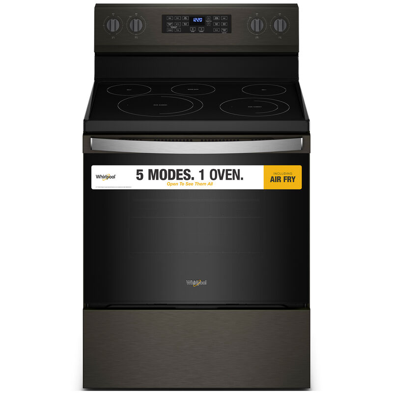 Whirlpool 30 in. 5.3 cu. ft. Air Fry Convection Oven Freestanding Electric Range with 5 Radiant Burners - Black Stainless Steel, , hires