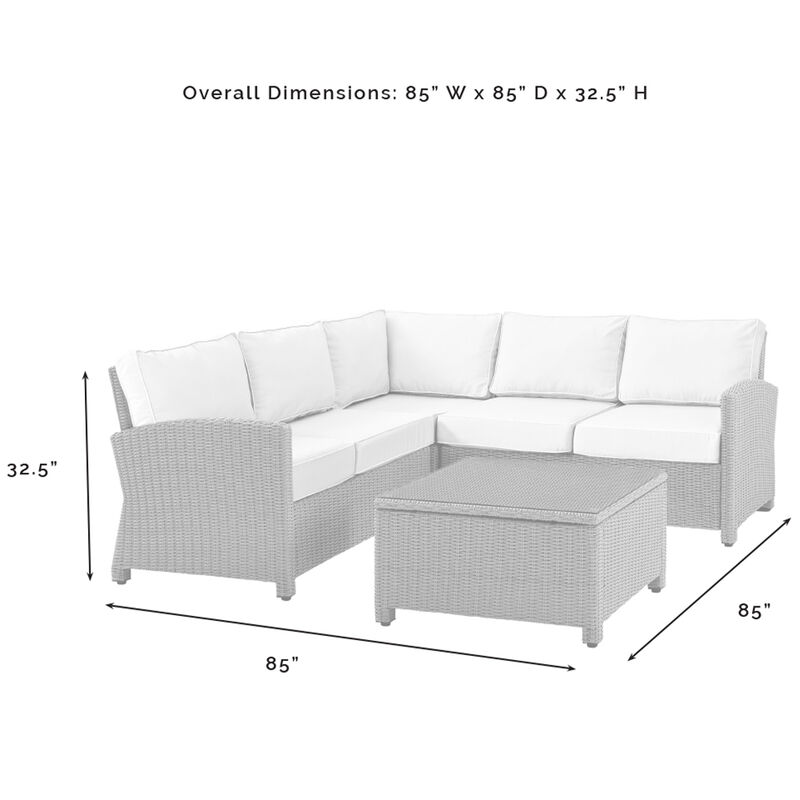Crosley Bradenton 4 Piece Outdoor Wicker Sectional Set - Sand, , hires