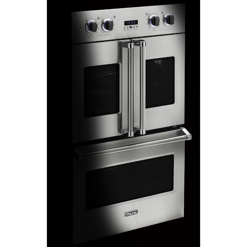 Viking 7 Series 30" 9.4 Cu. Ft. Electric Double French Door Wall Oven with True European Convection & Self Clean - Stainless Steel, , hires