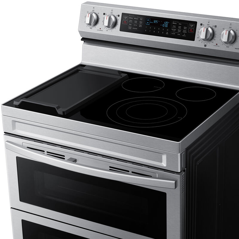 Samsung 30 in. 6.3 cu. ft. Smart Air Fry Convection Double Oven Freestanding Electric Range with 5 Radiant Burners & Griddle - Stainless Steel, Stainless Steel, hires