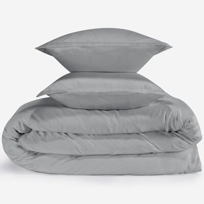 BEDGEAR Performance Duvet & 2pc Sham Set, Solid, Light Gray, Queen | BGB035650