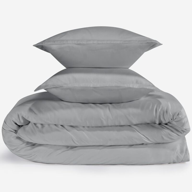 BEDGEAR Performance Duvet & 2pc Sham Set, Solid, Light Gray, Queen, , hires