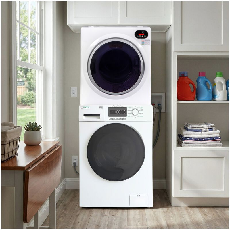 Equator Compact 24 in. 1.57 cu. ft. Electric Front Load Laundry Center with Sensor Dry, Pet & Sanitize Cycle - White, , hires
