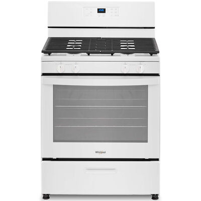 Whirlpool 30 in. 5.1 cu. ft. Oven Freestanding Gas Range with 4 Sealed Burners - White | WFG320M0MW