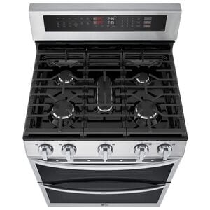 LG 30 in. 6.9 cu. ft. Smart Air Fry True European Convection Double Oven Gas Range with 5 Sealed Burners - Stainless Steel, , hires