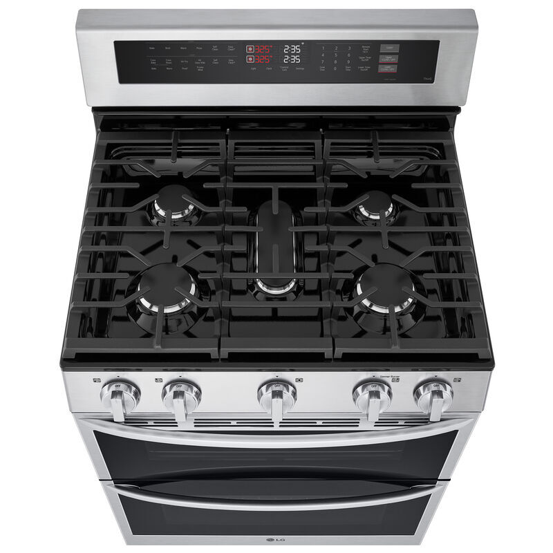 LG 30 in. 6.9 cu. ft. Smart Air Fry True European Convection Double Oven Gas Range with 5 Sealed Burners - Stainless Steel, , hires