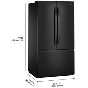 Whirlpool 36 in. 30.5 cu. ft. French Door Refrigerator with Internal Water Dispenser - Black, Black, hires