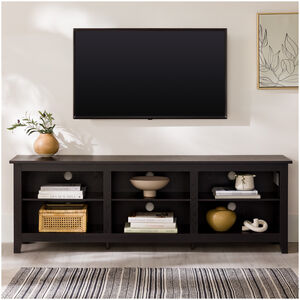 Walker Edison Essential 70 in. Rustic Wood TV Stand - Black, , hires
