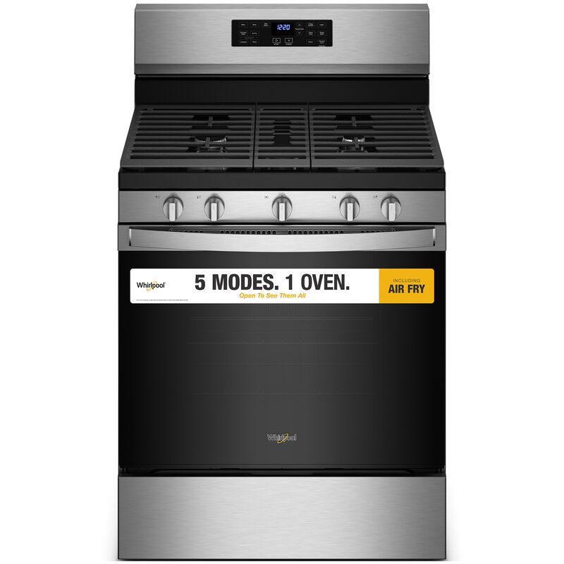 Whirlpool 30 in. 5 cu. ft. Air Fry Standard Convection Gas Range with 5 Sealed Burners - Stainless Steel, , hires