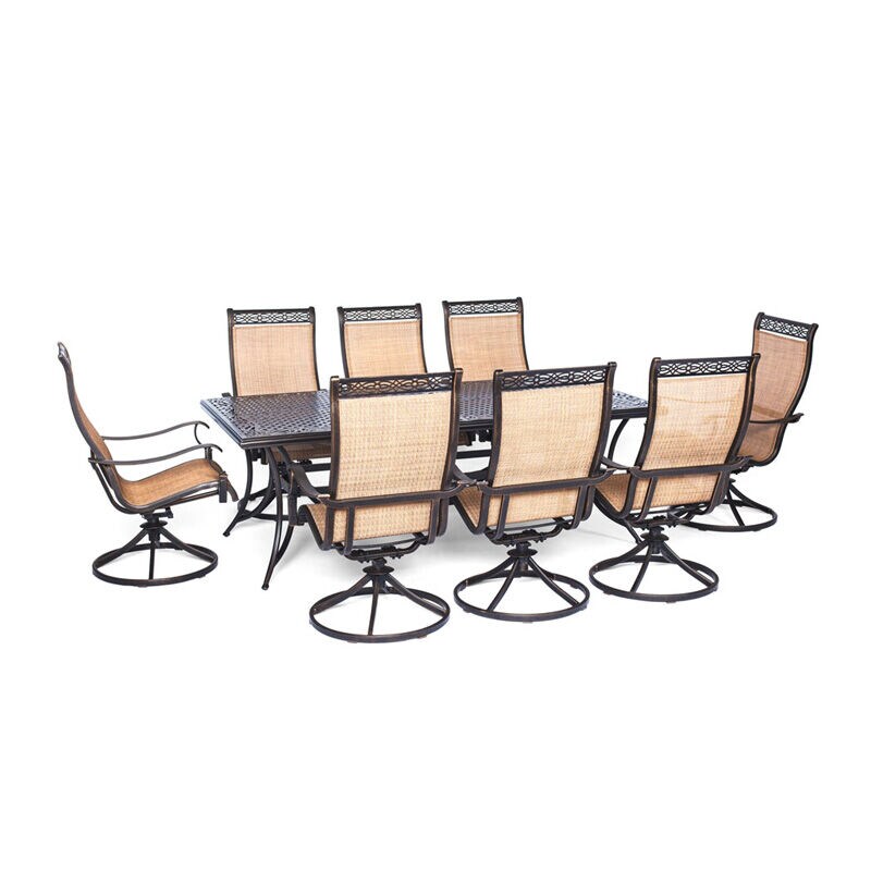 Hanover Manor 9-Piece Dining Set with 8 Swivel Rockers, , hires