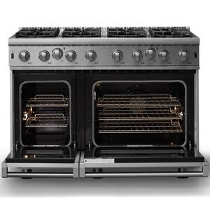 Viking 5 Series 48 in. 6.1 cu. ft. Standard Convection Double Oven Gas Range with Open Burners - Stainless Steel, Stainless Steel, hires