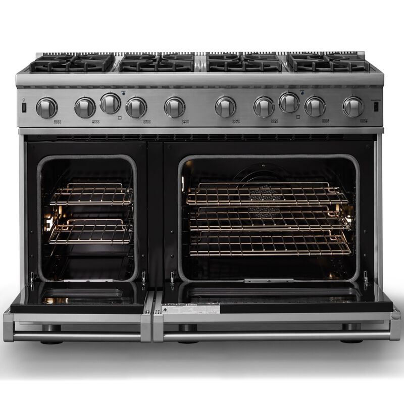 Viking 5 Series 48 in. 6.1 cu. ft. Standard Convection Double Oven Gas Range with Open Burners - Stainless Steel, Stainless Steel, hires