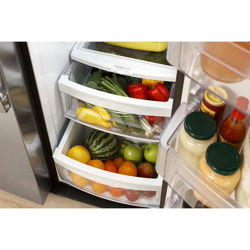 GE 33 in. 23 cu. ft. Side by Side Refrigerator with Ice & Water Dispenser - Black, Black, hires