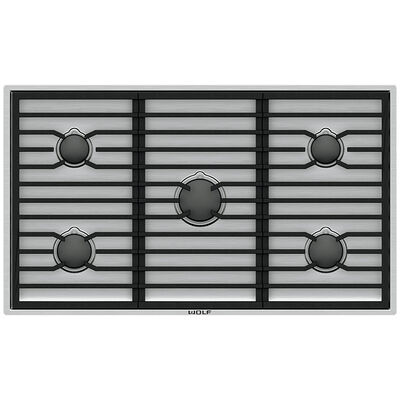 Wolf Contemporary 36 in. 5-Burner Natural Gas Cooktop with Simmer Burner & Power Burner - Stainless Steel | CG365CS