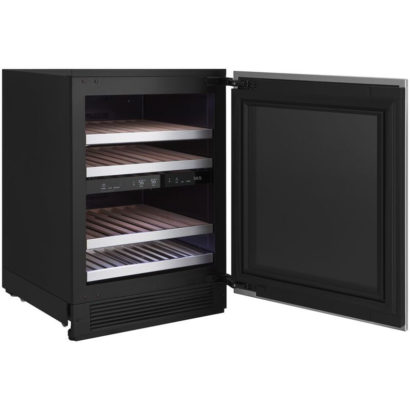 SKS 24 in. Undercounter Smart Wine Cooler with Metal & Wood Racks, Dual Temperature Zones & 41 Bottle Capacity - Custom Panel Ready, , hires