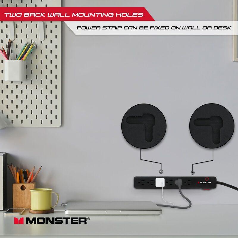 Monster Cable 6-Outlet Surge Protector - Black, , hires