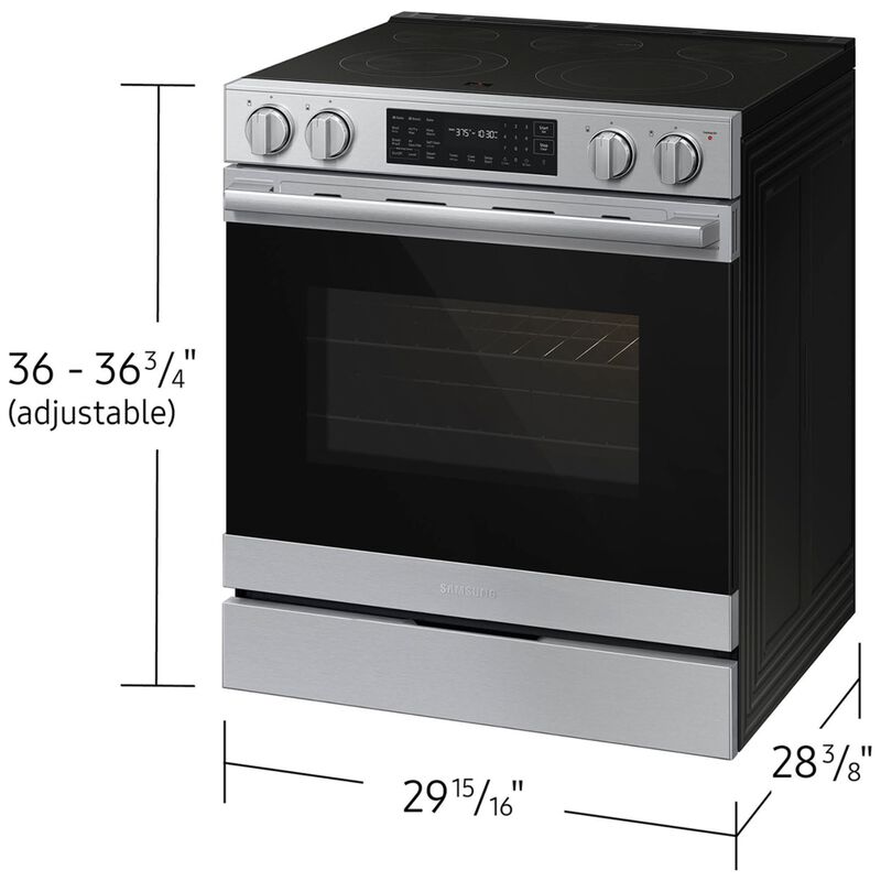 Samsung Bespoke 30 in. 6.3 cu. ft. Smart Air-Fry True European Convection Slide-In Electric Range with Radiant Burners - Stainless Steel, Stainless Steel, hires